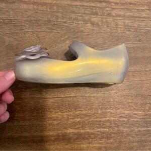 Mini Melissa silver shiny little girl luxury jelly shoes